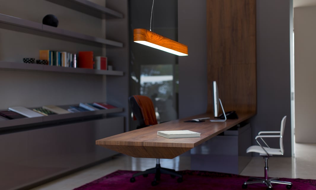 Modern wooden office with cherry wood lamp by LZF