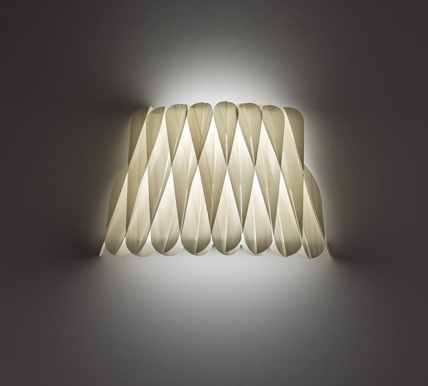 Front view LZF wooden wall lamp on