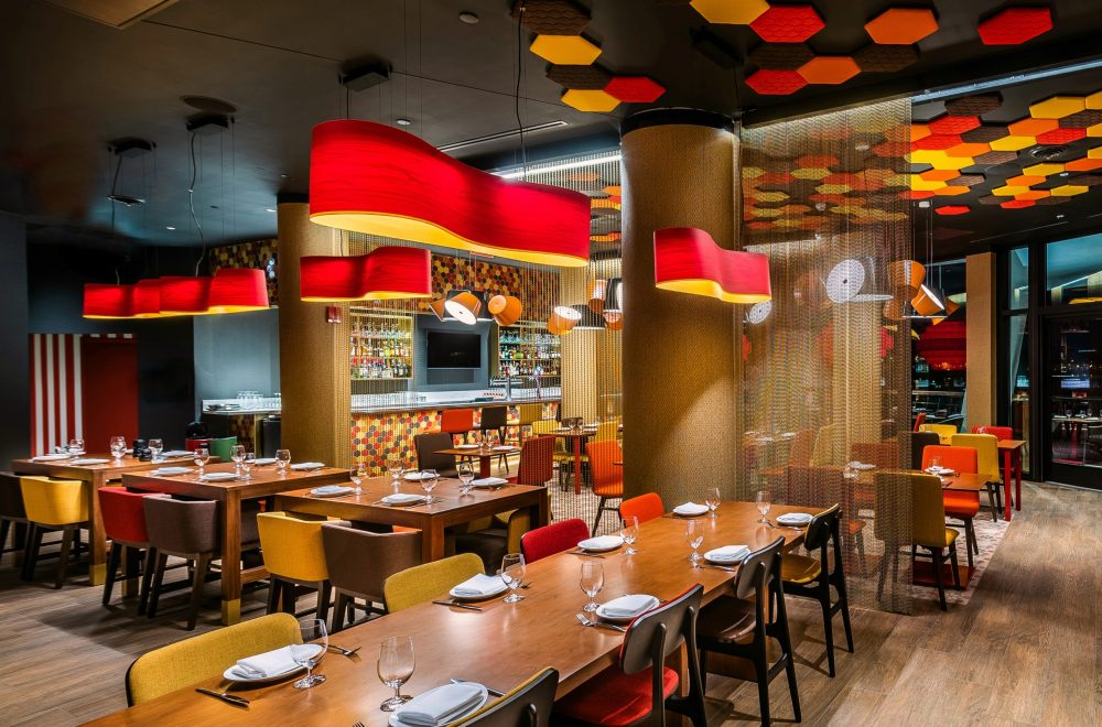 Restaurant designed by Juli Capella illuminated with LZF lamps