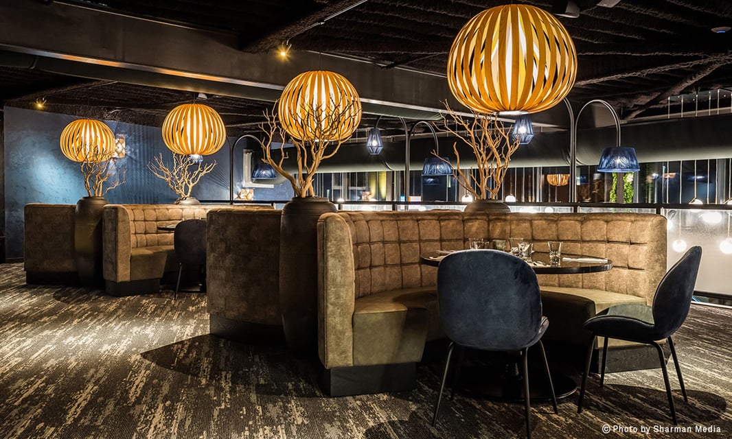 Stylish restaurant lighting with LZF's large size wood veneer strip lights