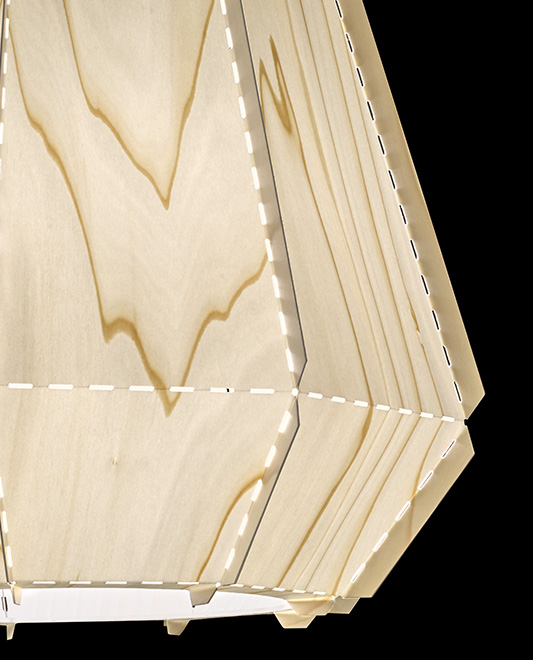 Detail of natural wood veneer lamp pattern