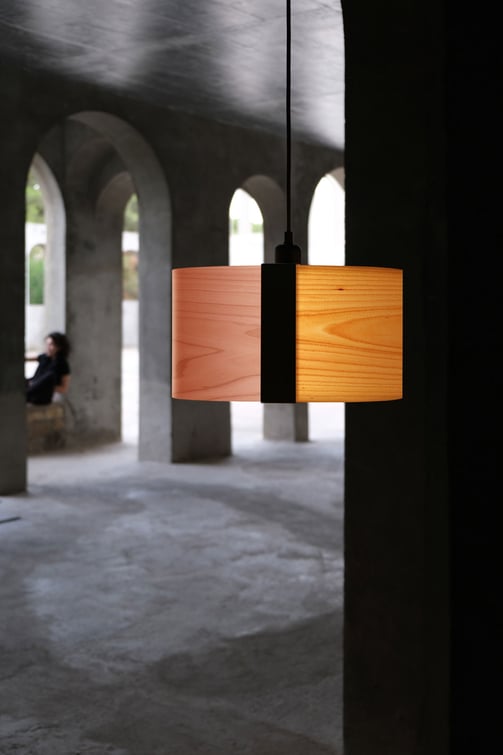 Natural wood and metal lamp combined in two colours by LZF