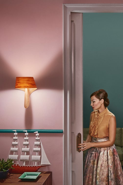 Lana in her apartment. LZF Air Table Lamp