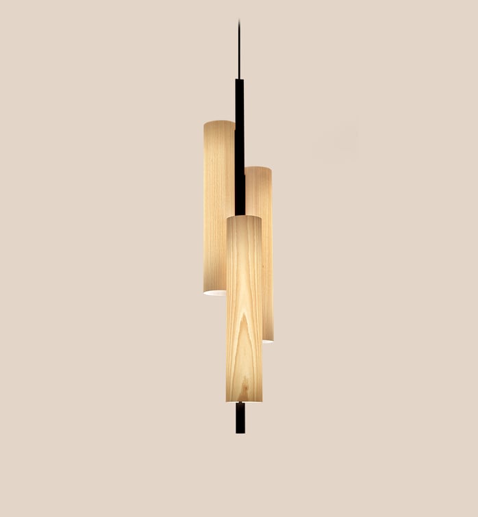 Black Note Triplet Suspension Natural Beech - LZF Lamps on