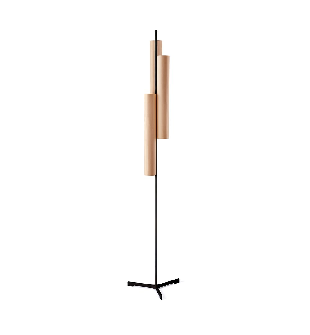 Black Note Triplet Floor Natural Beech - LZF Lamps on