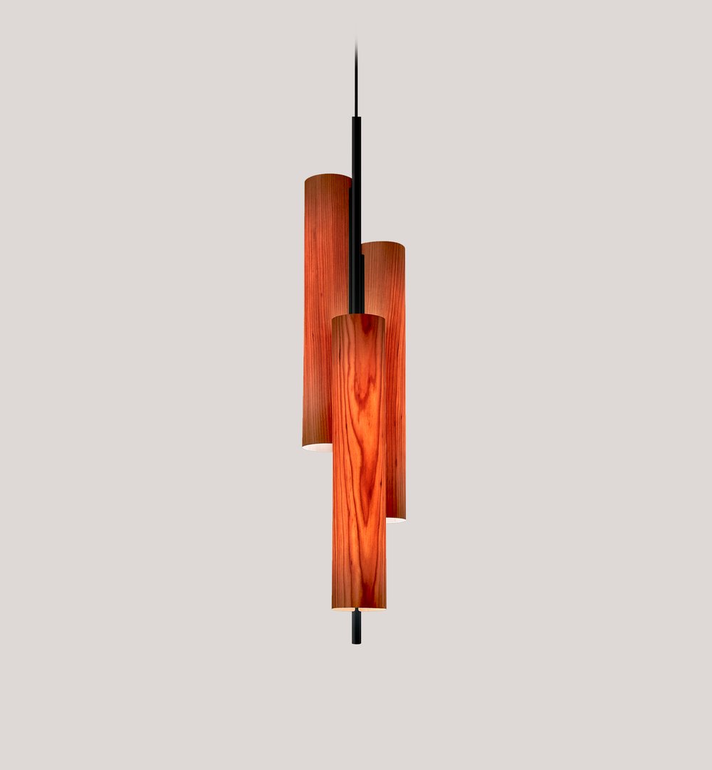 Black Note Triplet Suspension Natural Cherry - LZF Lamps on