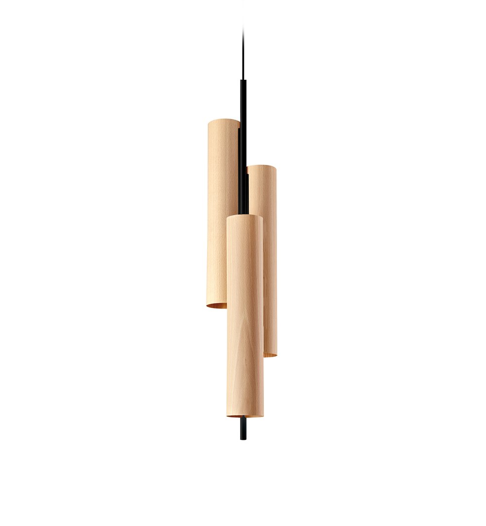 Black Note Triplet Suspension Natural Beech - LZF Lamps on