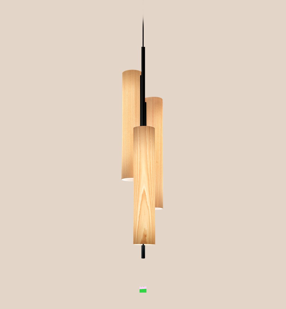 Black Note Triplet Suspension Natural Beech - LZF Lamps on