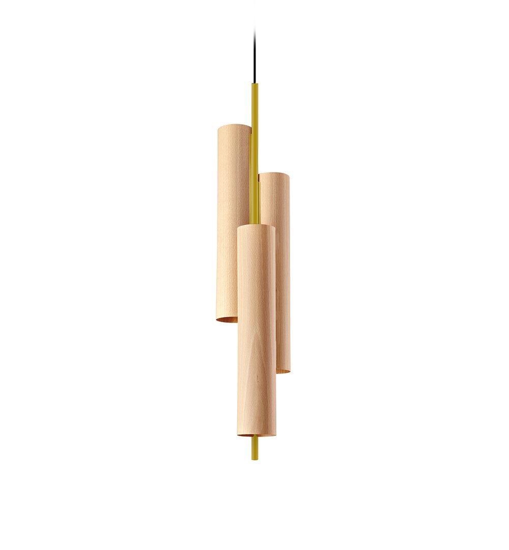 Black Note Triplet Suspension Natural Beech - LZF Lamps on