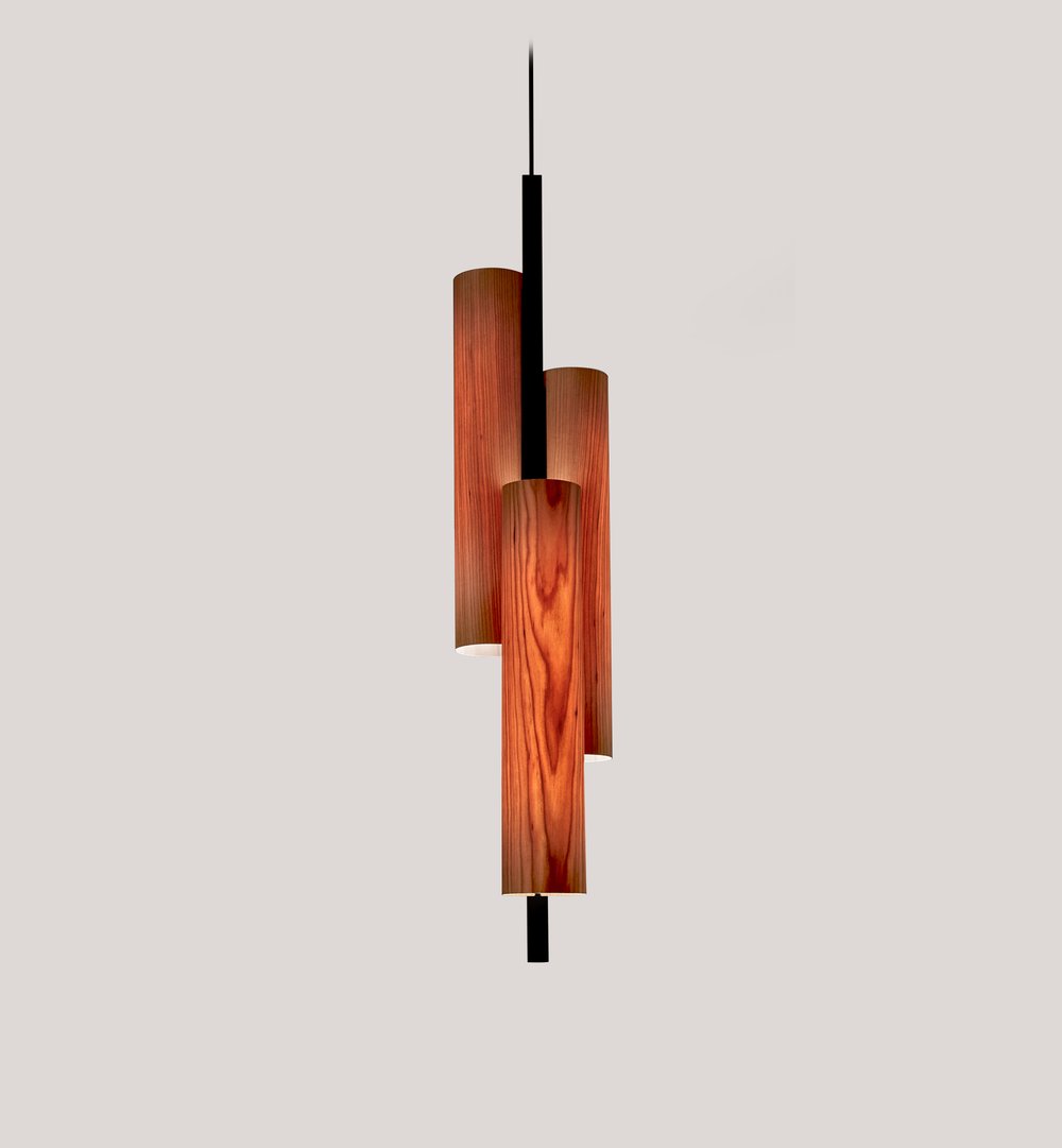 Black Note Triplet Suspension Natural Cherry - LZF Lamps on