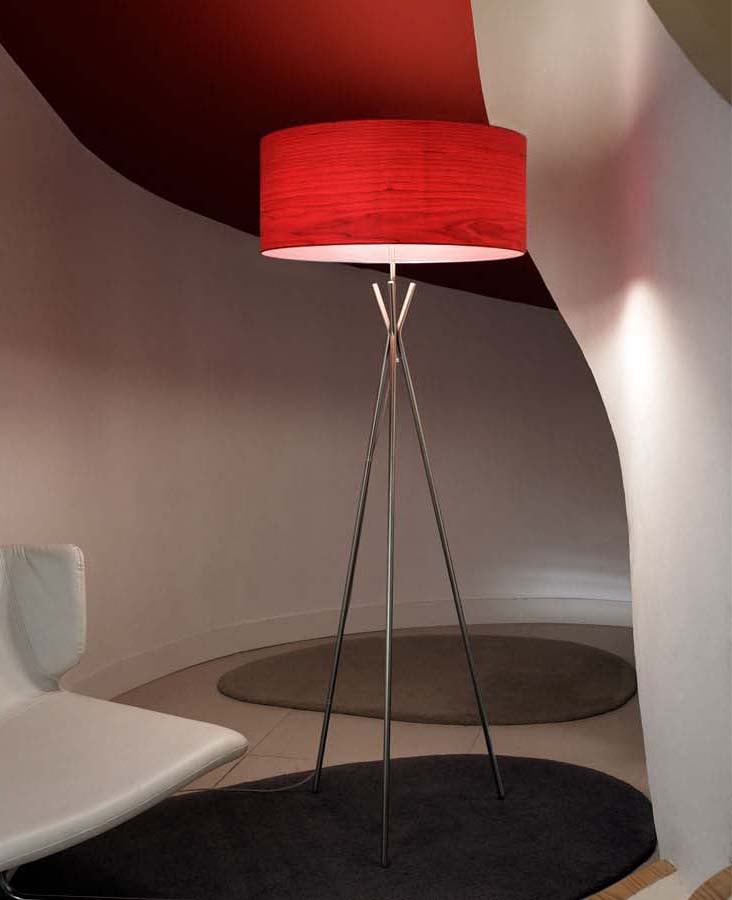 Wood and-metal-floor-lamp-next-to-a-restaurant-staircase